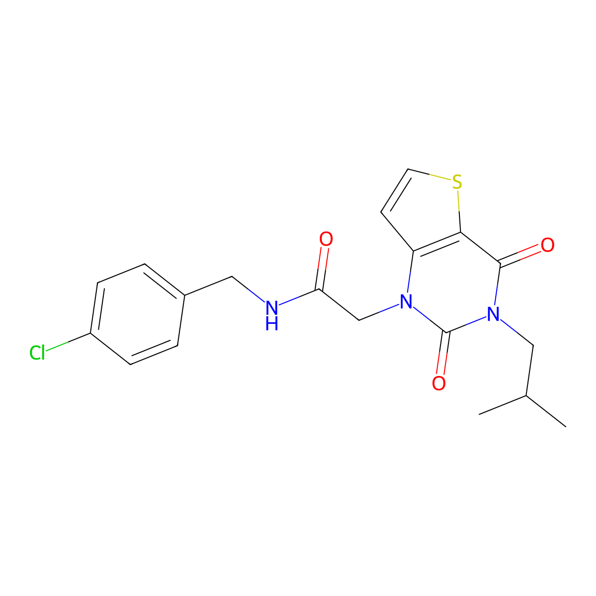 N-[(4-chlorophenyl)methyl]-2-[3-(2-methylpropyl)-2,4-dioxo-1H,2H,3H,4H-thieno[3,2-d]pyrimidin-1-yl]acetamide molecular structure, CAS 1260937-81-2