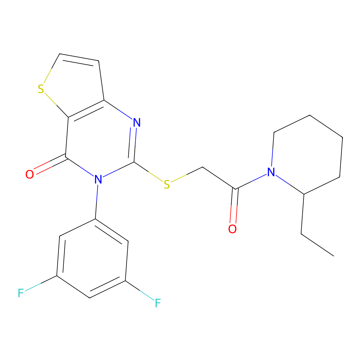 3-(3,5-difluorophenyl)-2-{[2-(2-ethylpiperidin-1-yl)-2-oxoethyl]sulfanyl}thieno[3,2-d]pyrimidin-4(3H)-one molecular structure, CAS 1260938-99-5