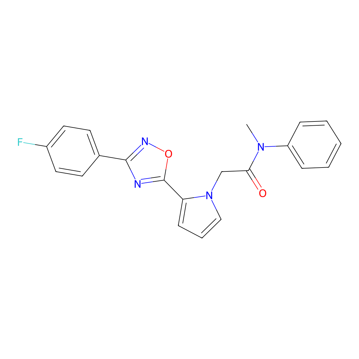 2-{2-[3-(4-fluorophenyl)-1,2,4-oxadiazol-5-yl]-1H-pyrrol-1-yl}-N-methyl-N-phenylacetamide molecular structure, CAS 1260939-63-6