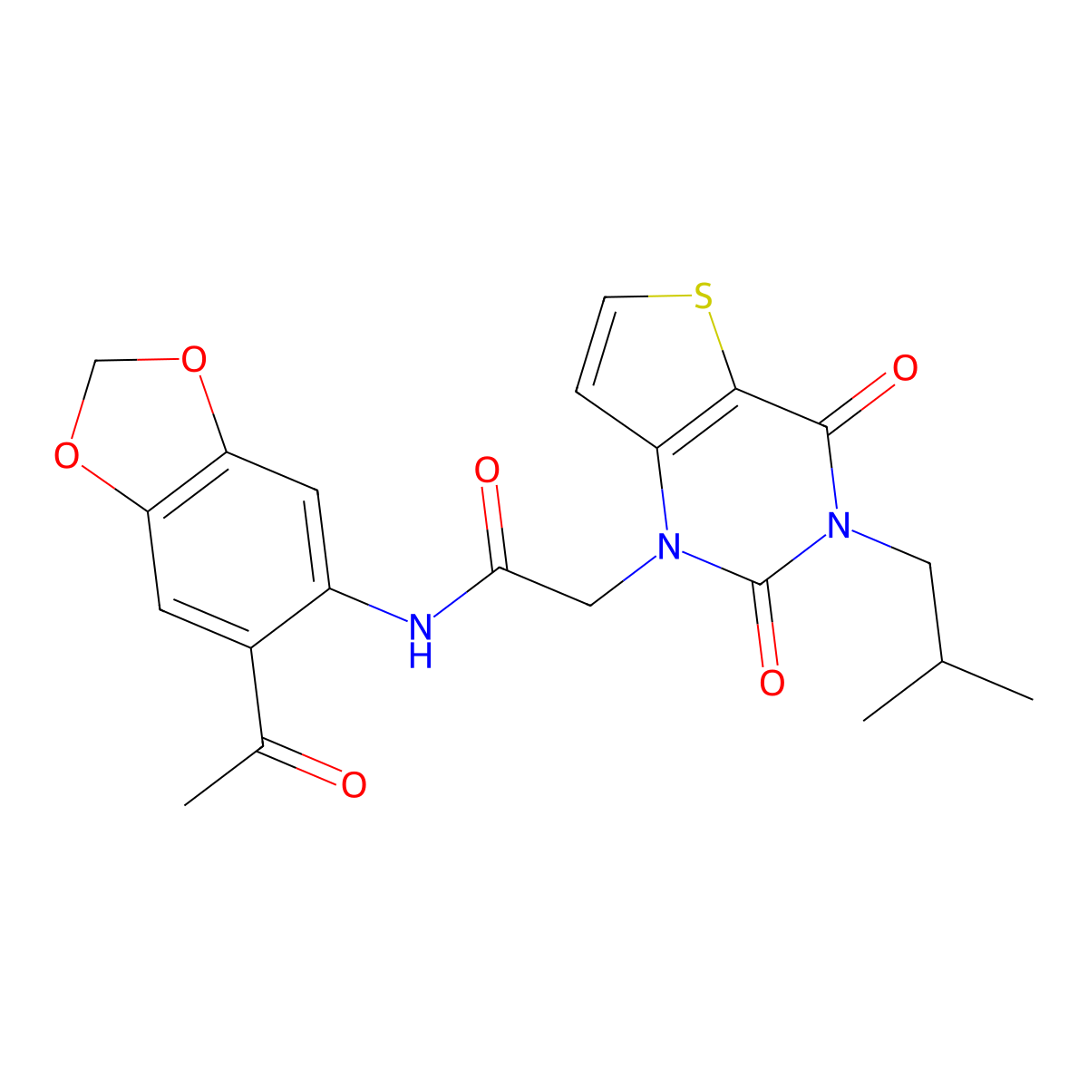 N-(6-acetyl-1,3-benzodioxol-5-yl)-2-[3-(2-methylpropyl)-2,4-dioxo-3,4-dihydrothieno[3,2-d]pyrimidin-1(2H)-yl]acetamide molecular structure, CAS 1260939-82-9