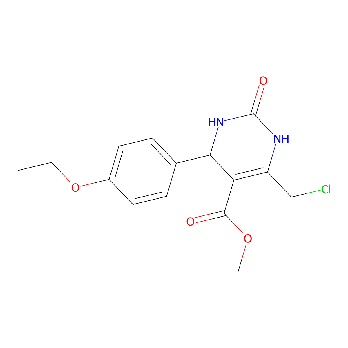 Methyl 6-(chloromethyl)-4-(4-ethoxyphenyl)-2-oxo-1,2,3,4-tetrahydropyrimidine-5-carboxylate molecular structure, CAS 1260940-76-8