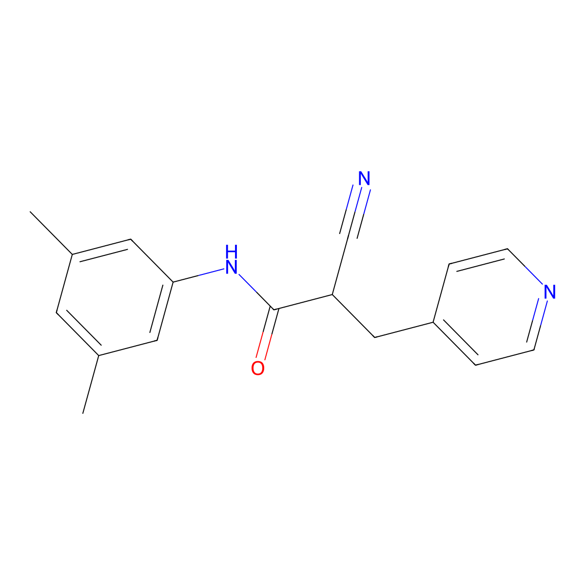 2-cyano-N-(3,5-dimethylphenyl)-3-(pyridin-4-yl)propanamide molecular structure, CAS 1260940-96-2