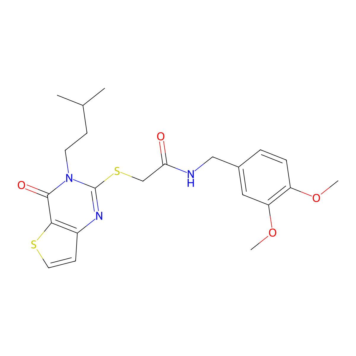 N-[(3,4-dimethoxyphenyl)methyl]-2-{[3-(3-methylbutyl)-4-oxo-3H,4H-thieno[3,2-d]pyrimidin-2-yl]sulfanyl}acetamide molecular structure, CAS 1260941-04-5