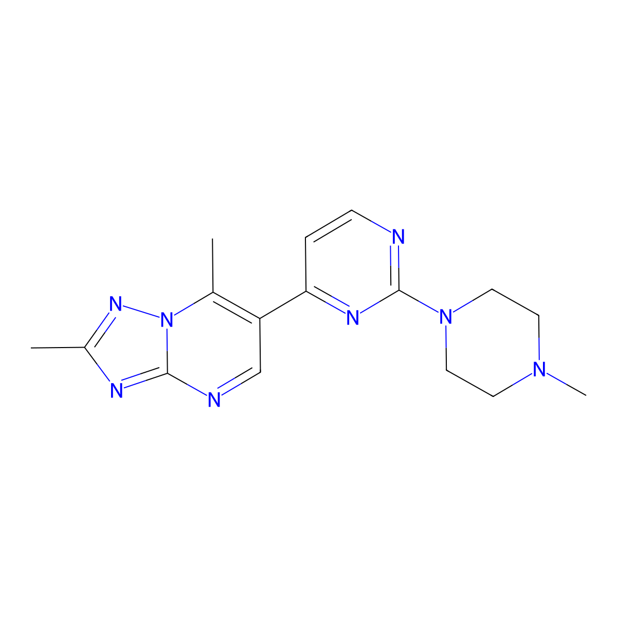 2,7-Dimethyl-6-[2-(4-methylpiperazin-1-yl)pyrimidin-4-yl][1,2,4]triazolo[1,5-a]pyrimidine molecular structure, CAS 1260941-27-2