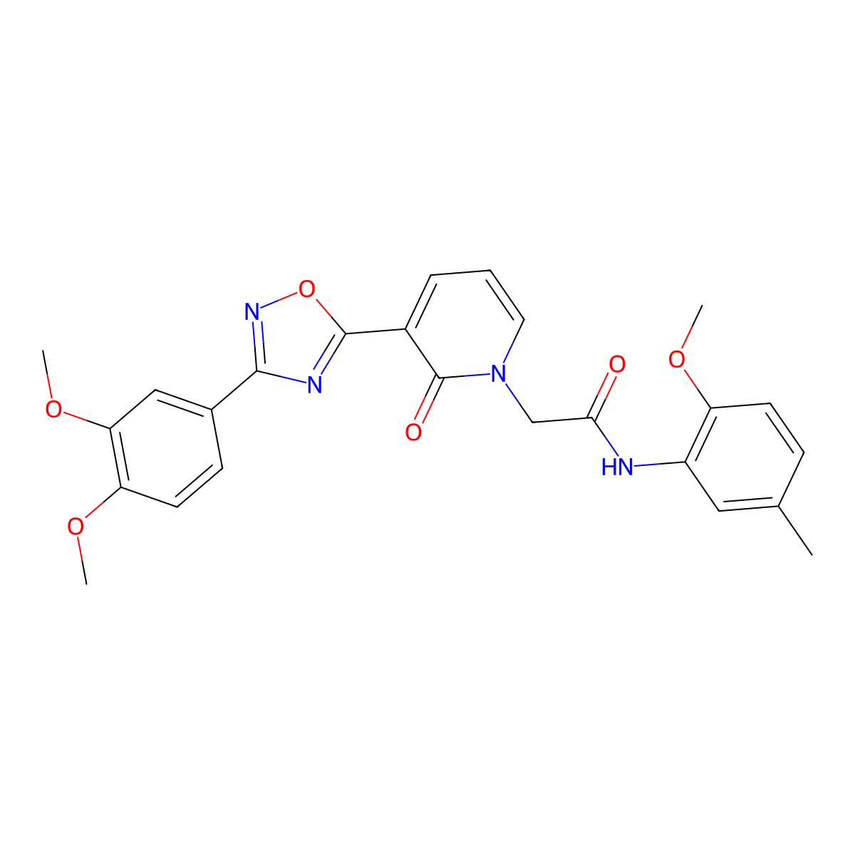 2-[3-[3-(3,4-dimethoxyphenyl)-1,2,4-oxadiazol-5-yl]-2-oxopyridin-1(2H)-yl]-N-(2-methoxy-5-methylphenyl)acetamide molecular structure, CAS 1260941-49-8
