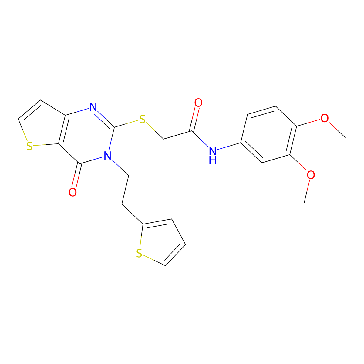 N-(3,4-dimethoxyphenyl)-2-({4-oxo-3-[2-(thiophen-2-yl)ethyl]-3H,4H-thieno[3,2-d]pyrimidin-2-yl}sulfanyl)acetamide molecular structure, CAS 1260941-84-1