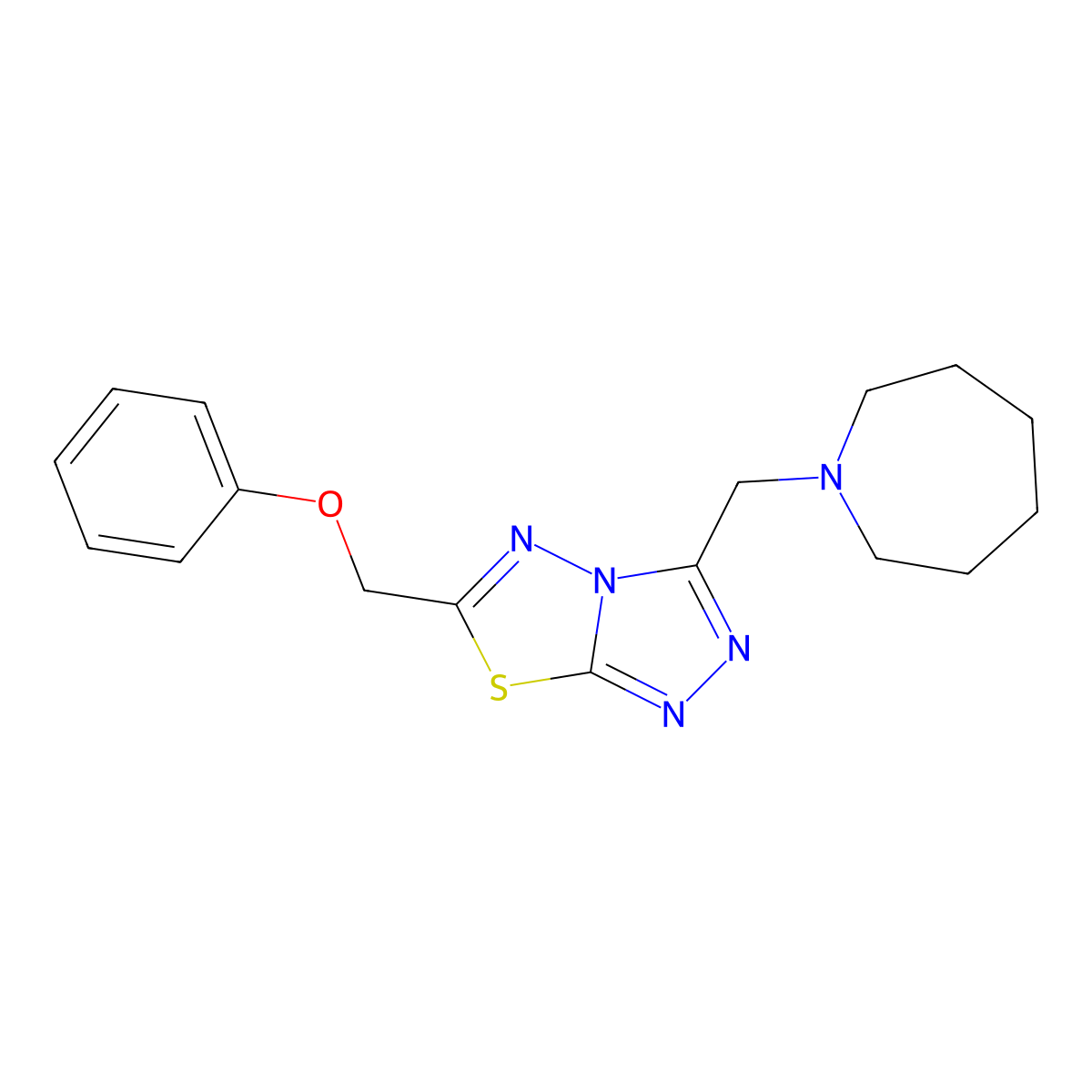3-(Azepan-1-ylmethyl)-6-(phenoxymethyl)[1,2,4]triazolo[3,4-b][1,3,4]thiadiazole molecular structure, CAS 1260942-29-7