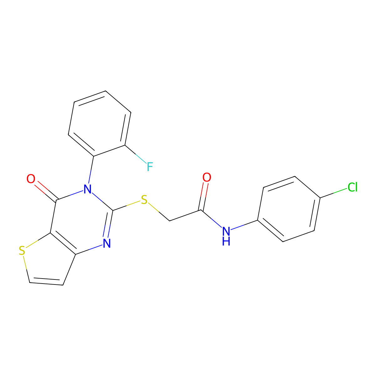 N-(4-chlorophenyl)-2-{[3-(2-fluorophenyl)-4-oxo-3,4-dihydrothieno[3,2-d]pyrimidin-2-yl]sulfanyl}acetamide molecular structure, CAS 1260943-21-2