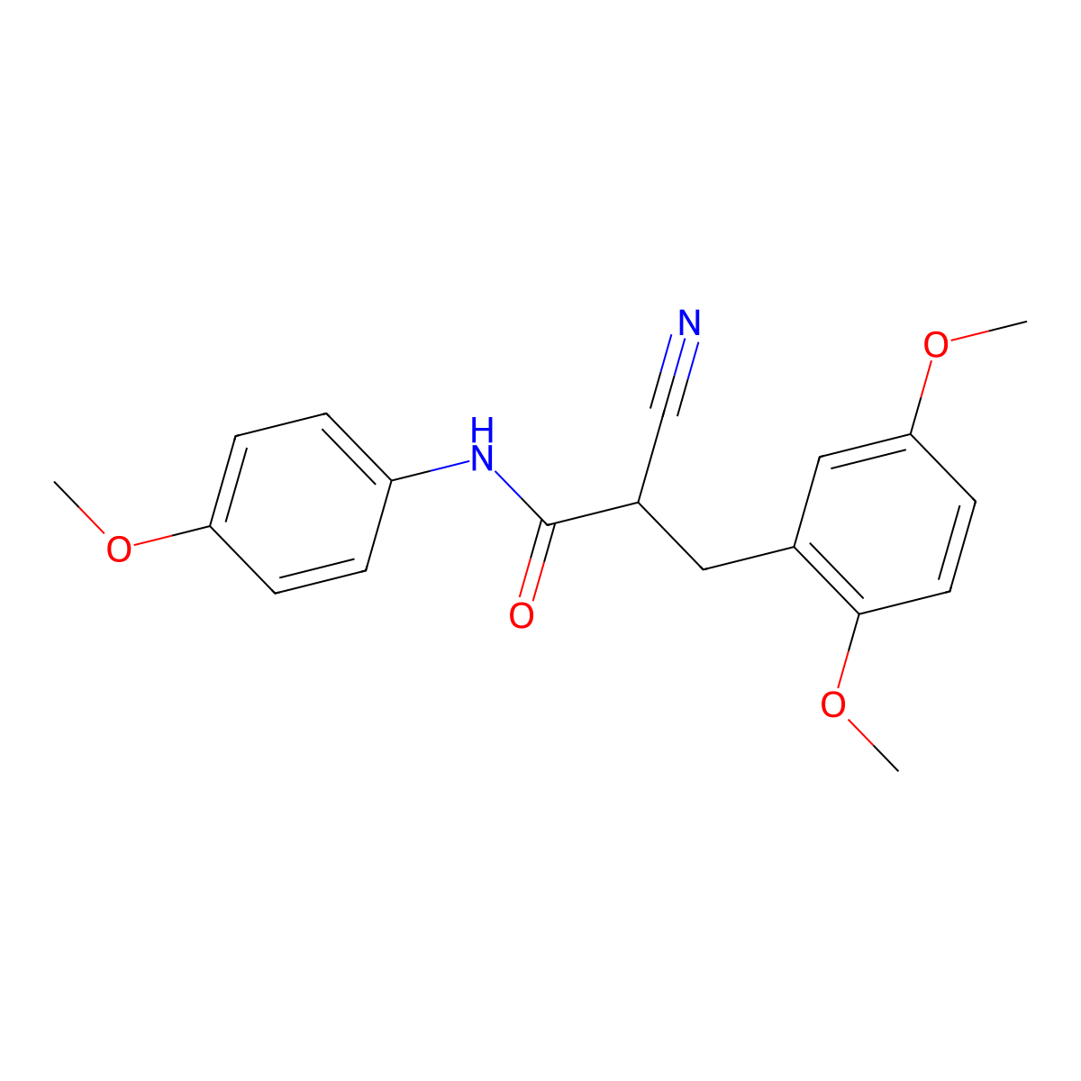 2-cyano-3-(2,5-dimethoxyphenyl)-N-(4-methoxyphenyl)propanamide molecular structure, CAS 1260943-83-6