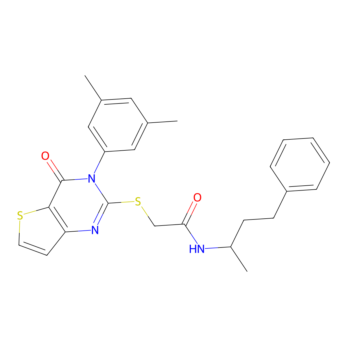 2-{[3-(3,5-dimethylphenyl)-4-oxo-3,4-dihydrothieno[3,2-d]pyrimidin-2-yl]sulfanyl}-N-(4-phenylbutan-2-yl)acetamide molecular structure, CAS 1260944-17-9