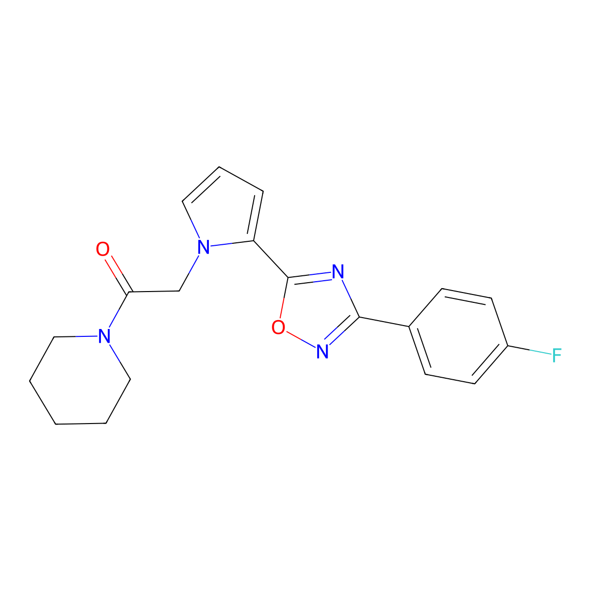 2-{2-[3-(4-fluorophenyl)-1,2,4-oxadiazol-5-yl]-1H-pyrrol-1-yl}-1-(piperidin-1-yl)ethanone molecular structure, CAS 1260944-39-5