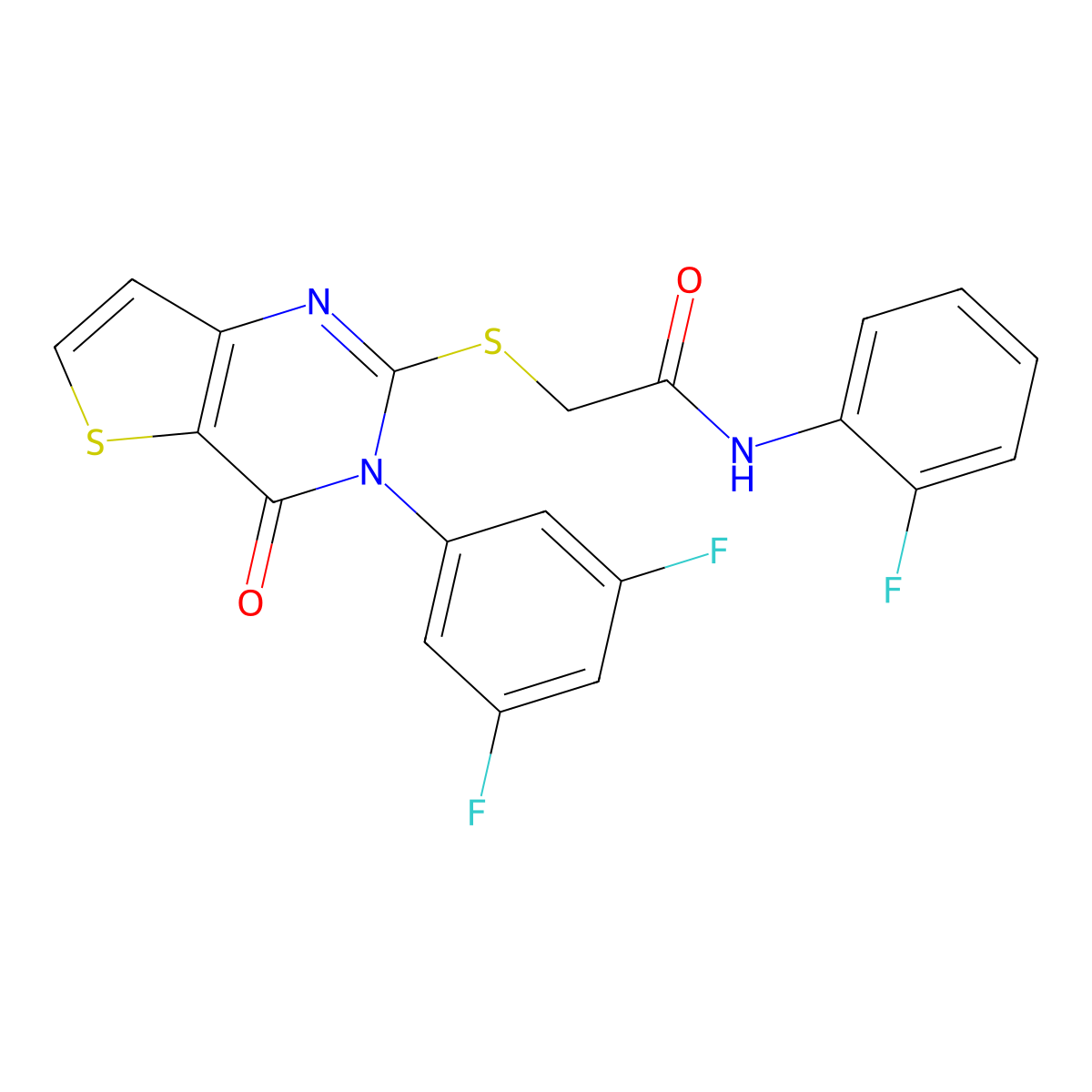 2-{[3-(3,5-difluorophenyl)-4-oxo-3,4-dihydrothieno[3,2-d]pyrimidin-2-yl]sulfanyl}-N-(2-fluorophenyl)acetamide molecular structure, CAS 1260944-44-2