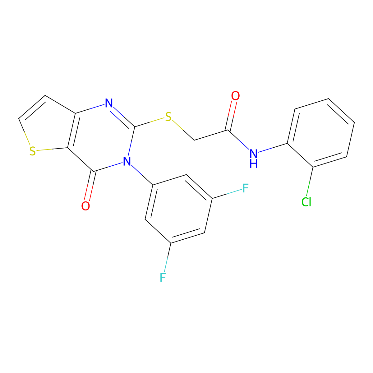 N-(2-chlorophenyl)-2-{[3-(3,5-difluorophenyl)-4-oxo-3,4-dihydrothieno[3,2-d]pyrimidin-2-yl]sulfanyl}acetamide molecular structure, CAS 1260944-60-2