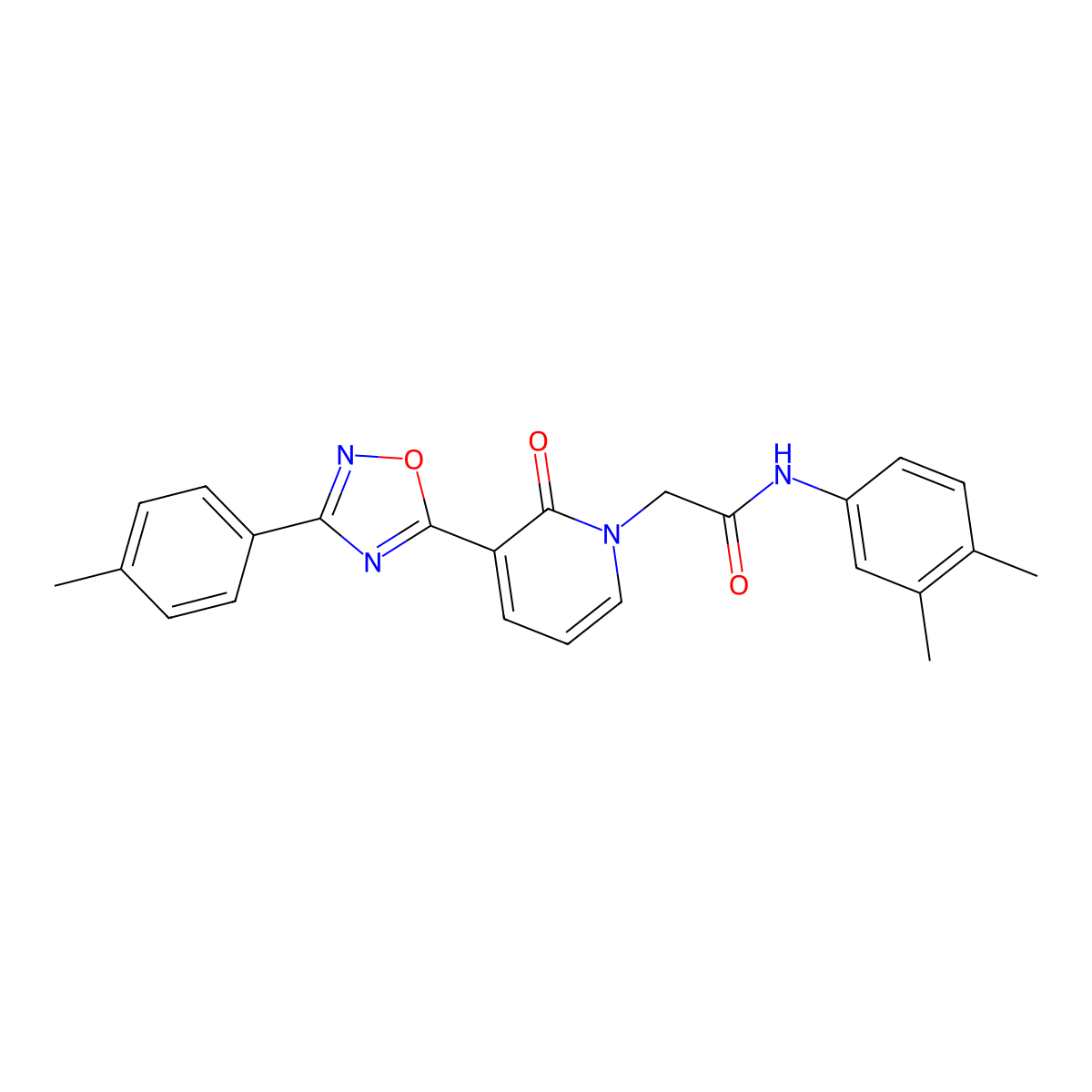 N-(3,4-dimethylphenyl)-2-{3-[3-(4-methylphenyl)-1,2,4-oxadiazol-5-yl]-2-oxo-1,2-dihydropyridin-1-yl}acetamide molecular structure, CAS 1260945-29-6