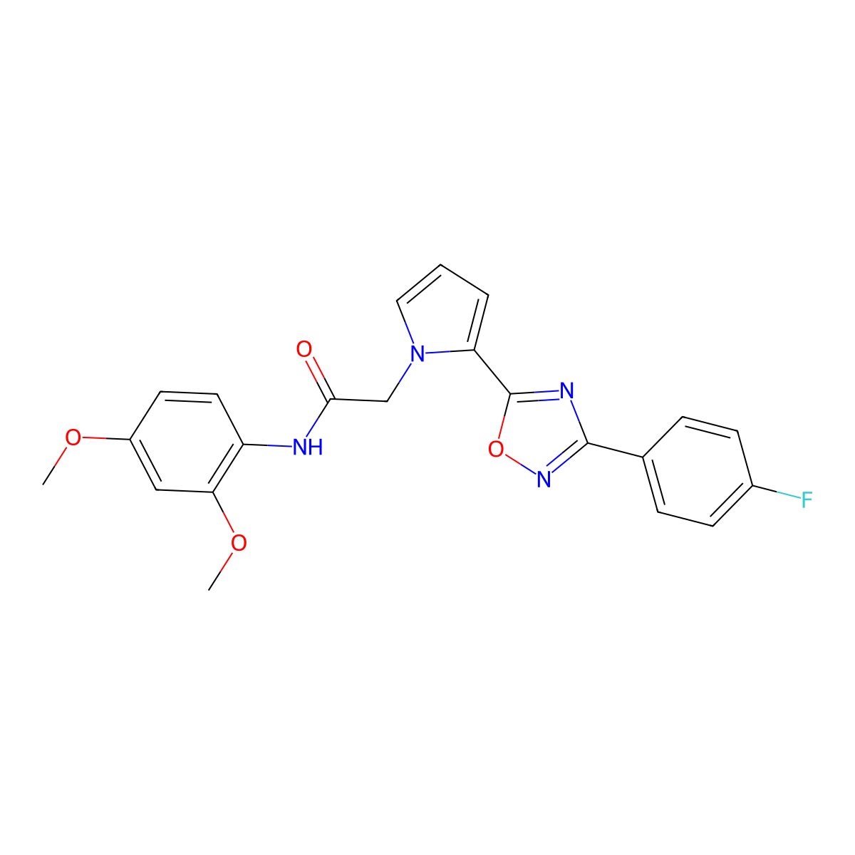 N-(2,4-dimethoxyphenyl)-2-{2-[3-(4-fluorophenyl)-1,2,4-oxadiazol-5-yl]-1H-pyrrol-1-yl}acetamide molecular structure, CAS 1260945-61-6