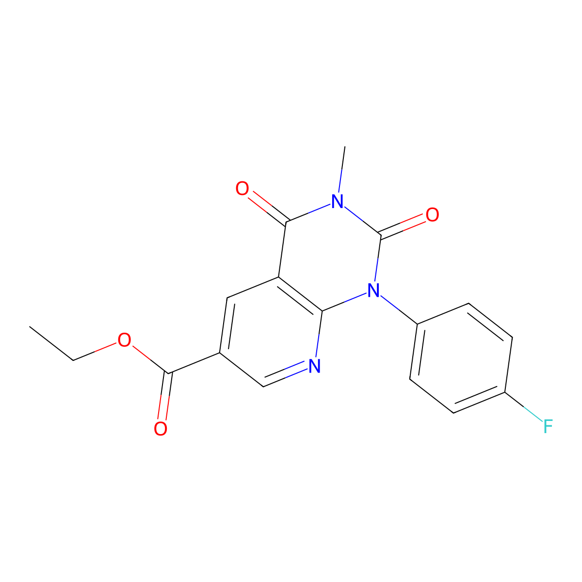 Ethyl 1-(4-fluorophenyl)-3-methyl-2,4-dioxo-1,2,3,4-tetrahydropyrido[2,3-d]pyrimidine-6-carboxylate molecular structure, CAS 1260945-67-2