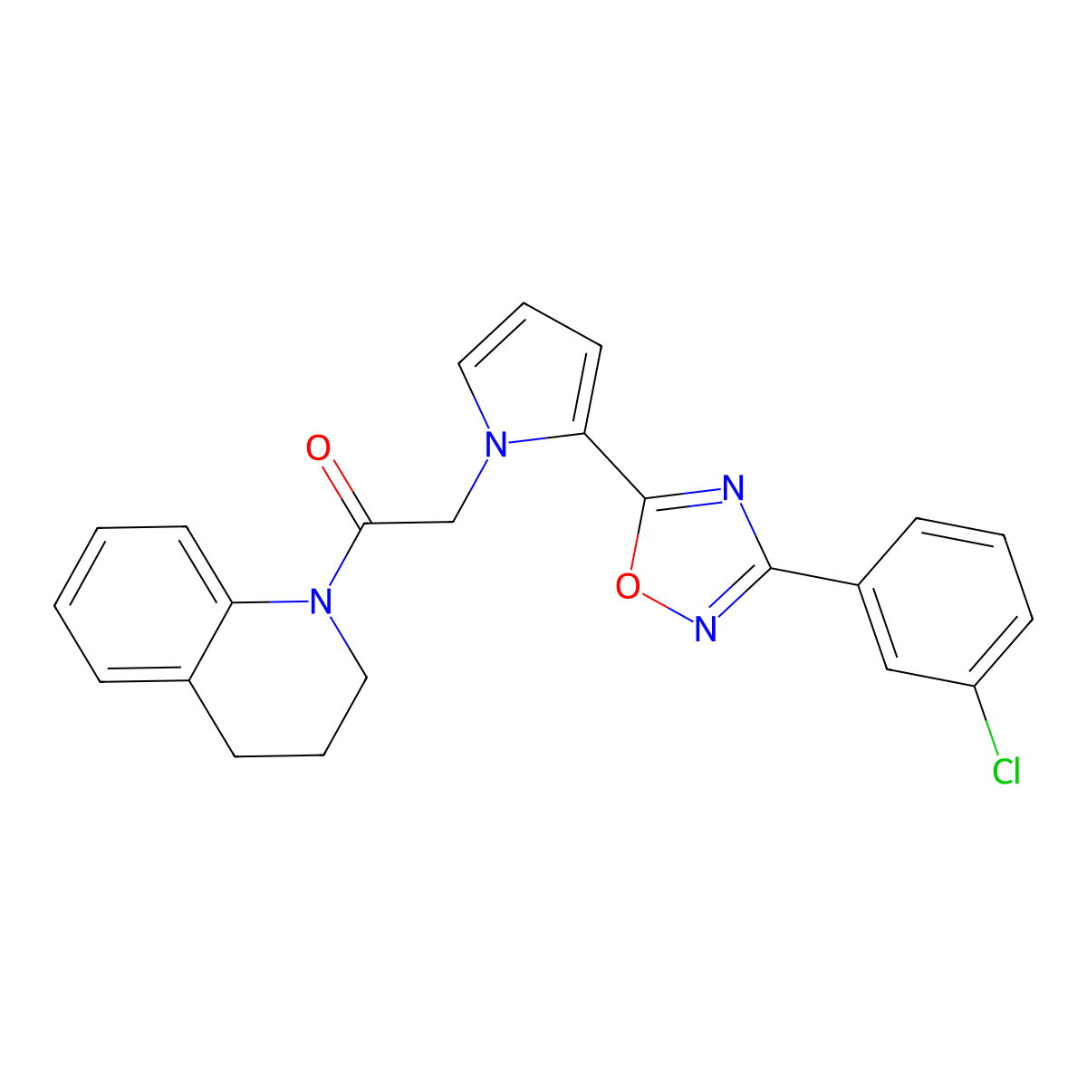 2-{2-[3-(3-chlorophenyl)-1,2,4-oxadiazol-5-yl]-1H-pyrrol-1-yl}-1-(3,4-dihydroquinolin-1(2H)-yl)ethanone molecular structure, CAS 1260946-15-3