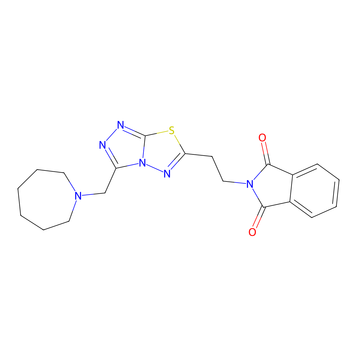 2-{2-[3-(azepan-1-ylmethyl)[1,2,4]triazolo[3,4-b][1,3,4]thiadiazol-6-yl]ethyl}-1H-isoindole-1,3(2H)-dione molecular structure, CAS 1260946-21-1