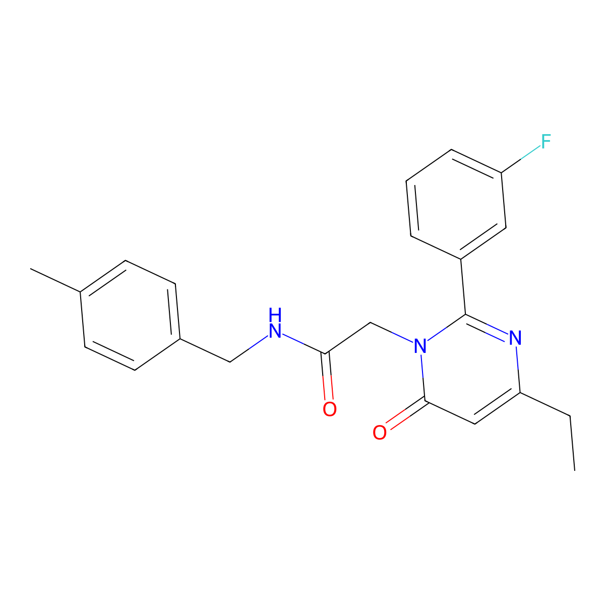 2-[4-ethyl-2-(3-fluorophenyl)-6-oxopyrimidin-1(6H)-yl]-N-(4-methylbenzyl)acetamide molecular structure, CAS 1260946-33-5