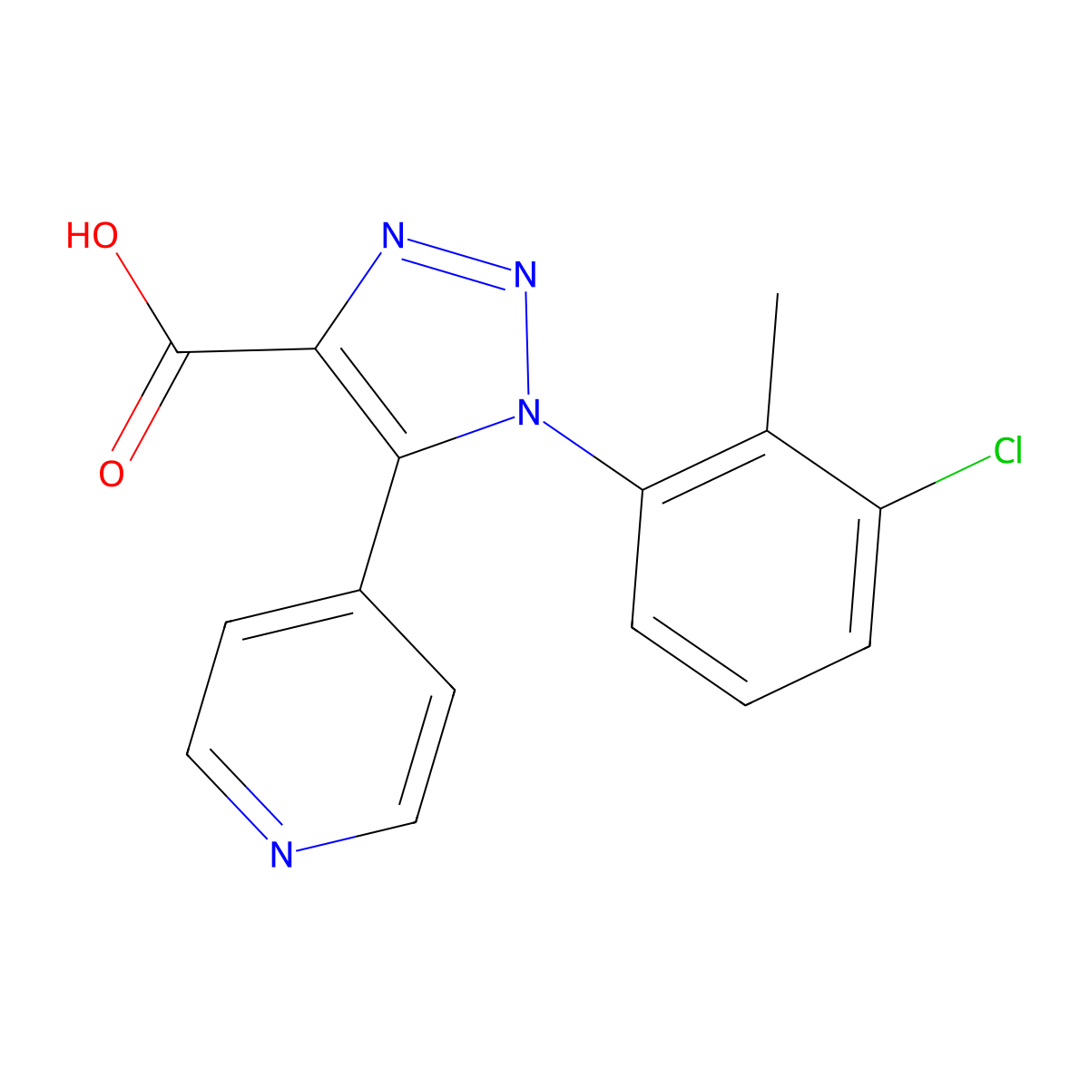 1-(3-chloro-2-methylphenyl)-5-(pyridin-4-yl)-1H-1,2,3-triazole-4-carboxylic acid molecular structure, CAS 1260947-36-1