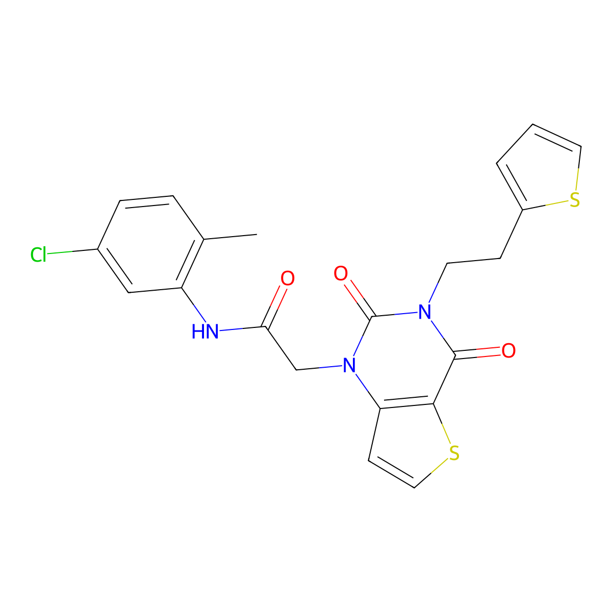 N-(5-chloro-2-methylphenyl)-2-{2,4-dioxo-3-[2-(thiophen-2-yl)ethyl]-3,4-dihydrothieno[3,2-d]pyrimidin-1(2H)-yl}acetamide molecular structure, CAS 1260948-30-8