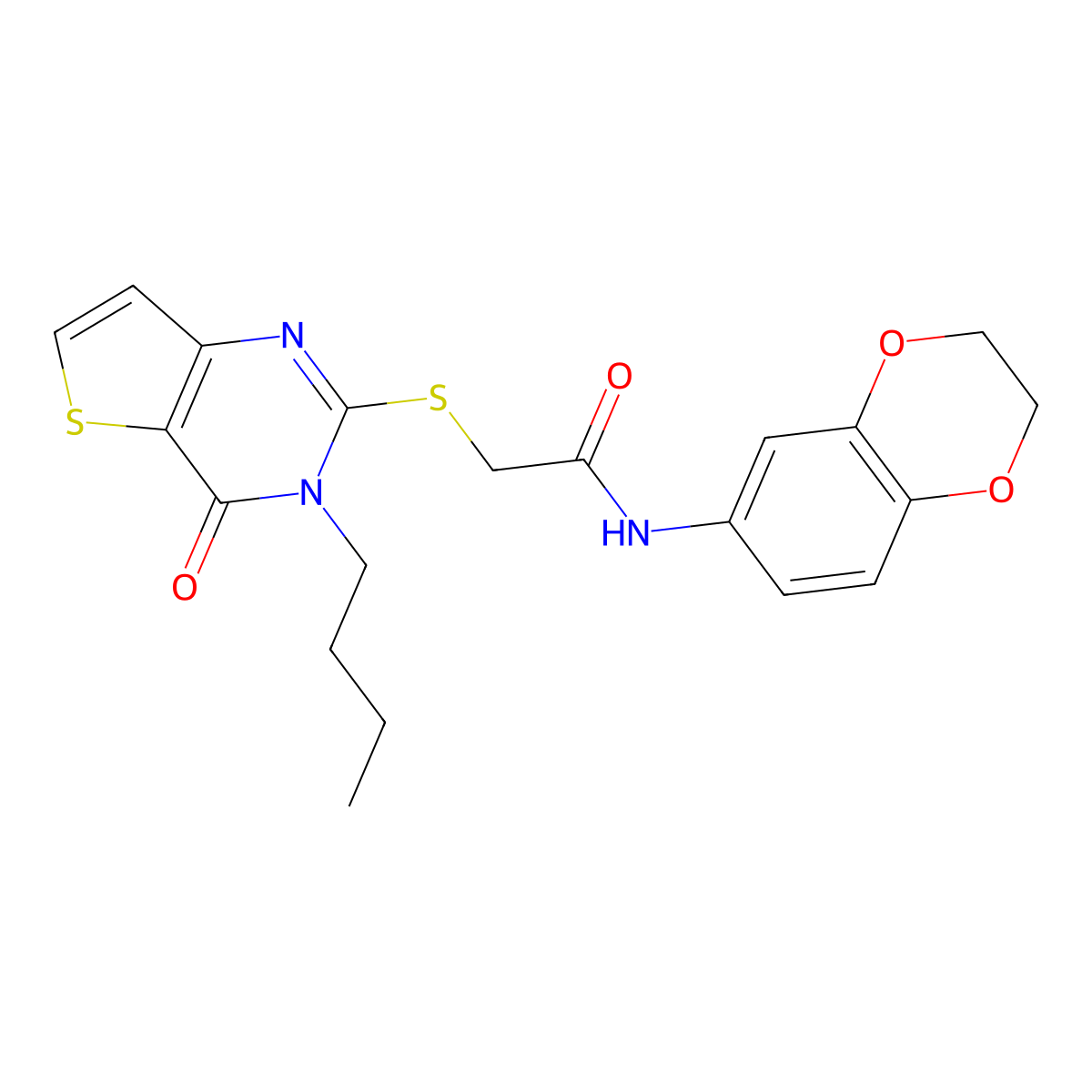 2-[(3-butyl-4-oxo-3,4-dihydrothieno[3,2-d]pyrimidin-2-yl)sulfanyl]-N-(2,3-dihydro-1,4-benzodioxin-6-yl)acetamide molecular structure, CAS 1260948-63-7