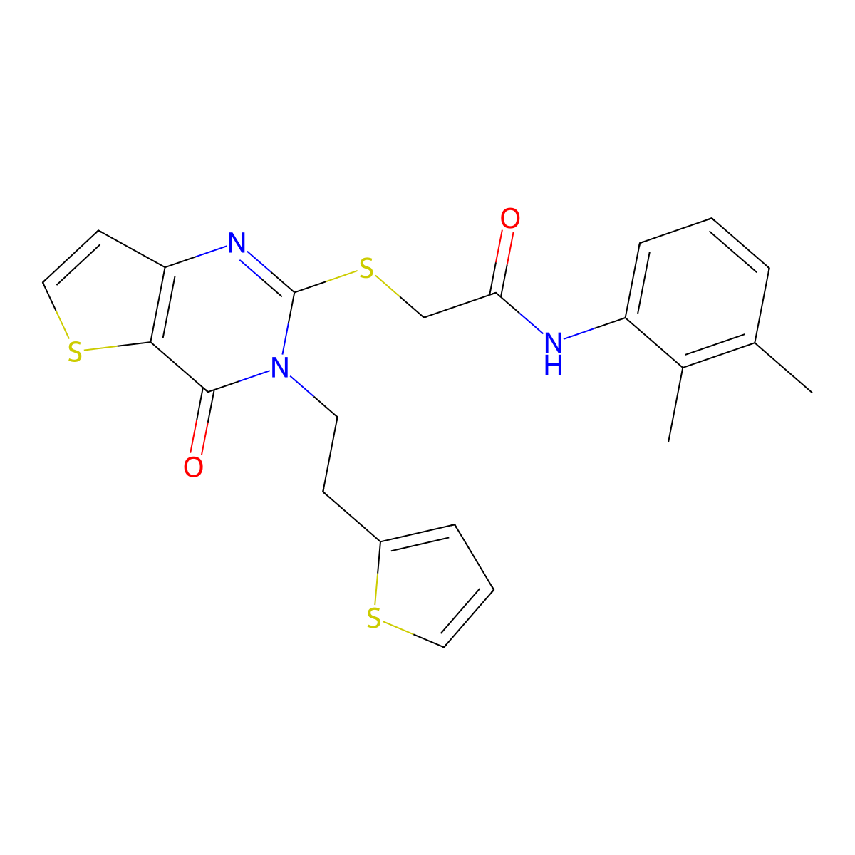 N-(2,3-dimethylphenyl)-2-({4-oxo-3-[2-(thiophen-2-yl)ethyl]-3,4-dihydrothieno[3,2-d]pyrimidin-2-yl}sulfanyl)acetamide molecular structure, CAS 1260948-65-9