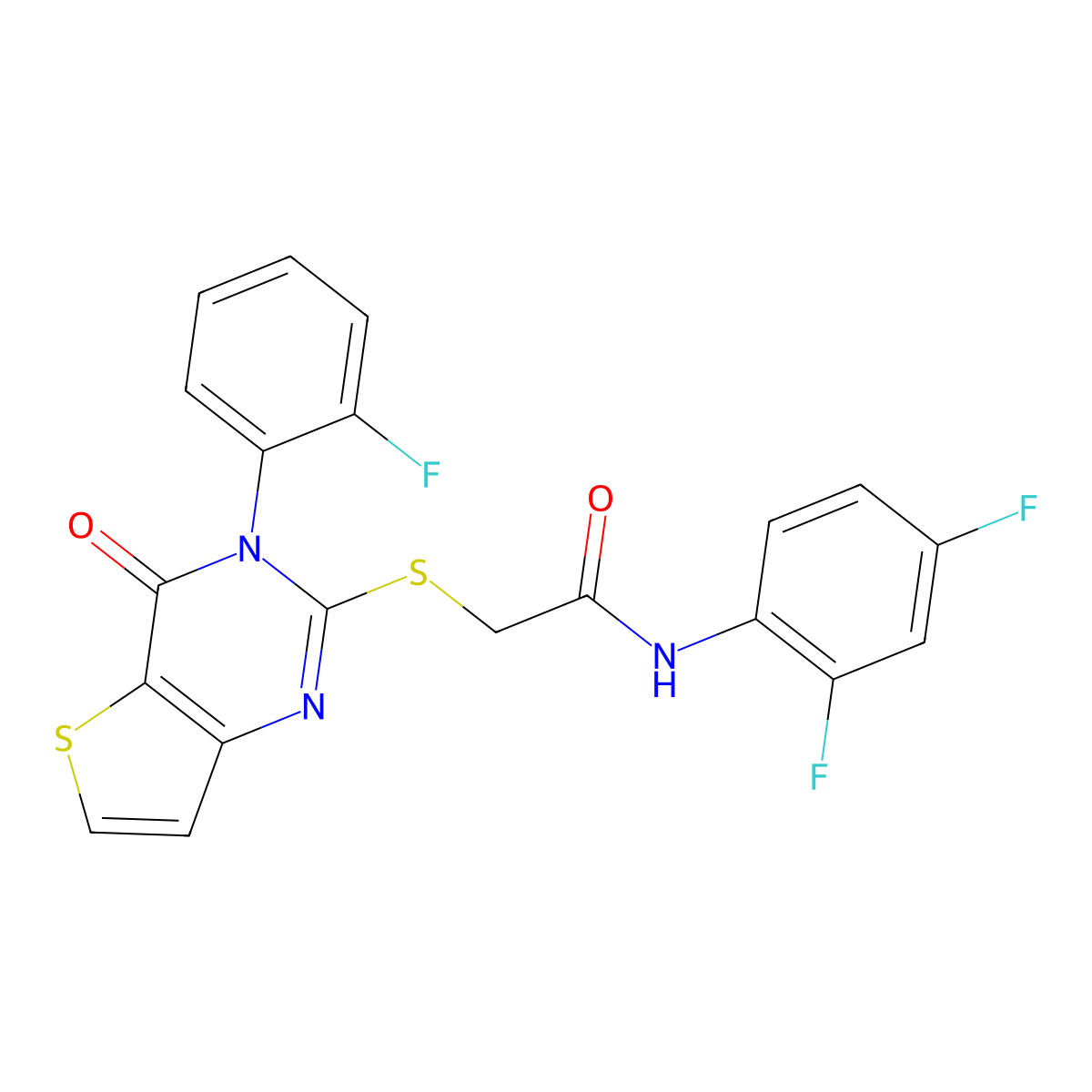 N-(2,4-difluorophenyl)-2-{[3-(2-fluorophenyl)-4-oxo-3,4-dihydrothieno[3,2-d]pyrimidin-2-yl]sulfanyl}acetamide molecular structure, CAS 1260949-18-5
