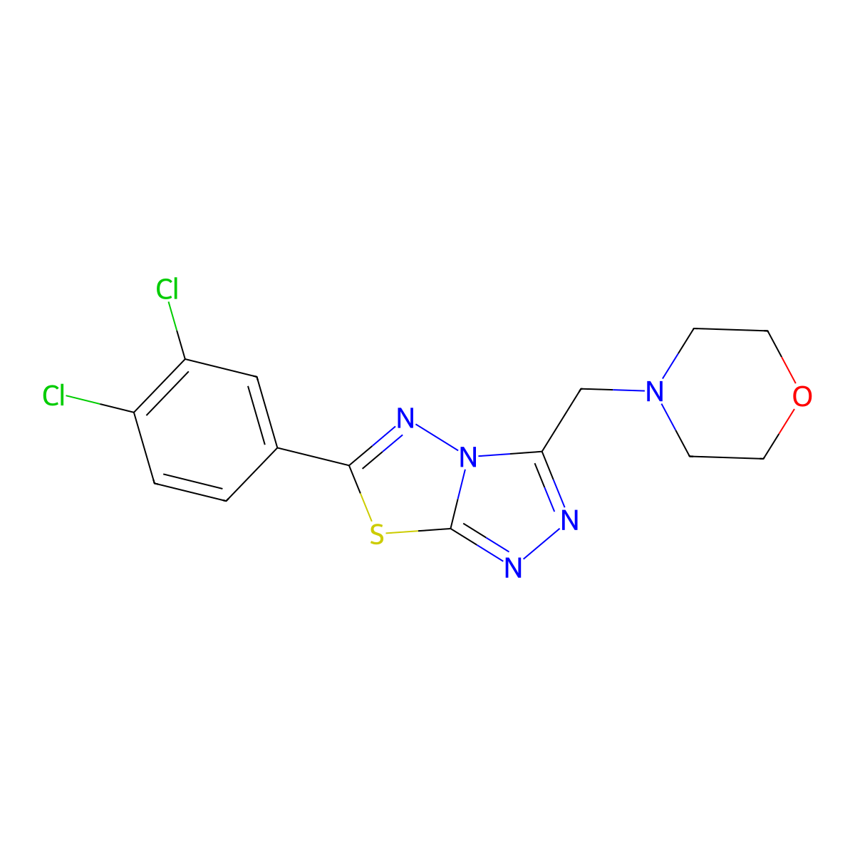 6-(3,4-Dichlorophenyl)-3-(morpholin-4-ylmethyl)[1,2,4]triazolo[3,4-b][1,3,4]thiadiazole molecular structure, CAS 1260949-26-5