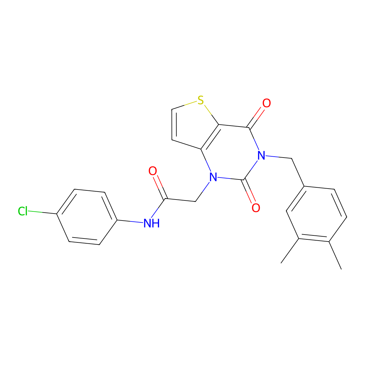 N-(4-chlorophenyl)-2-(3-(3,4-dimethylbenzyl)-2,4-dioxo-3,4-dihydrothieno[3,2-d]pyrimidin-1(2H)-yl)acetamide molecular structure, CAS 1260949-38-9