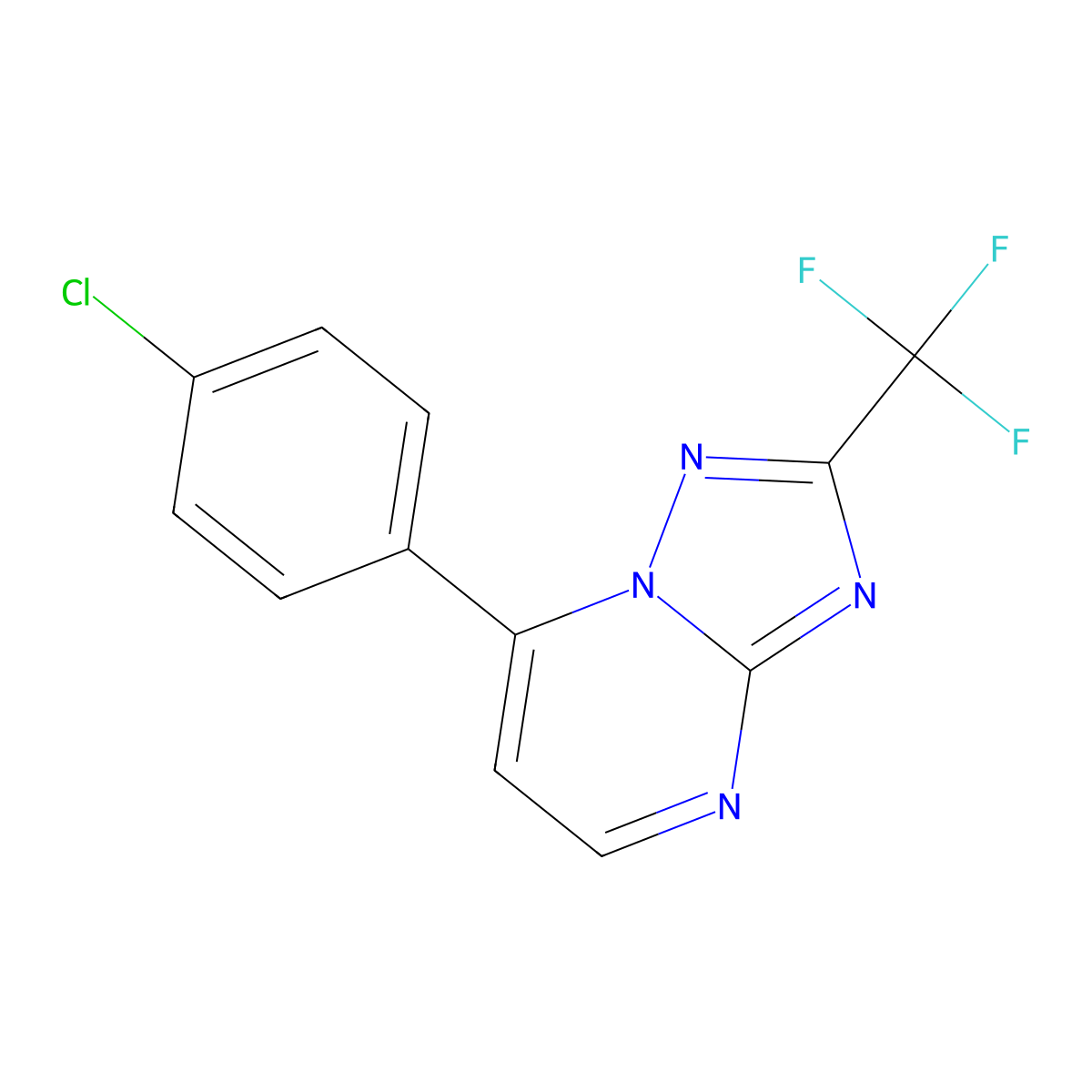 7-(4-Chlorophenyl)-2-(trifluoromethyl)[1,2,4]triazolo[1,5-a]pyrimidine molecular structure, CAS 1260949-58-3
