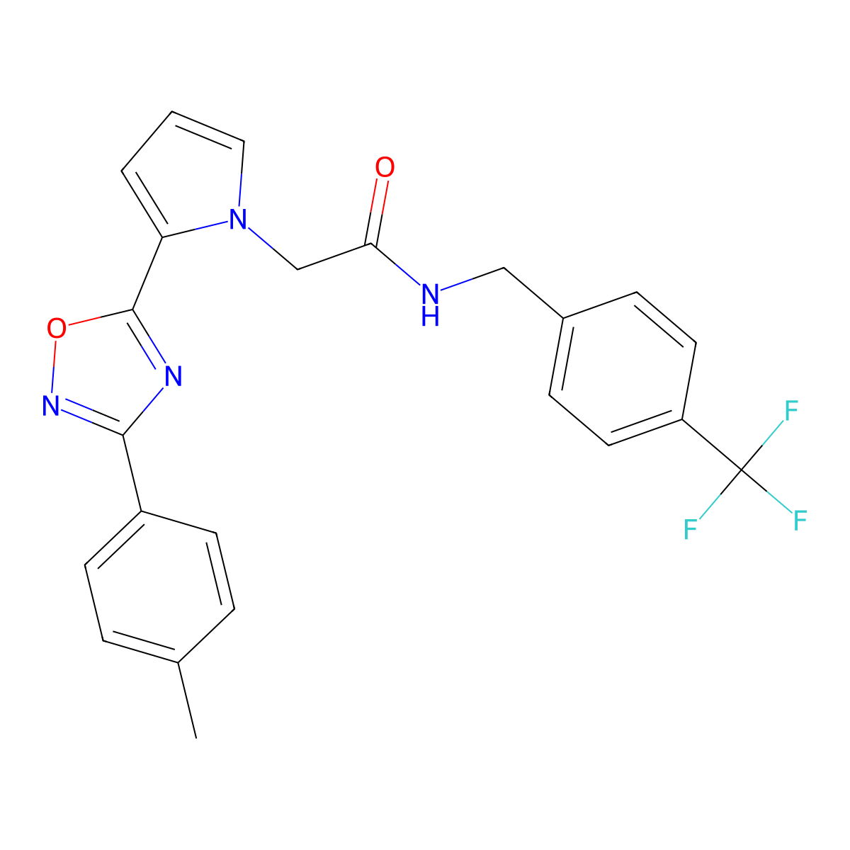 2-{2-[3-(4-methylphenyl)-1,2,4-oxadiazol-5-yl]-1H-pyrrol-1-yl}-N-[4-(trifluoromethyl)benzyl]acetamide molecular structure, CAS 1260949-86-7