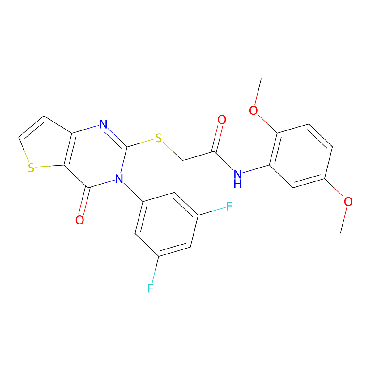2-{[3-(3,5-difluorophenyl)-4-oxo-3,4-dihydrothieno[3,2-d]pyrimidin-2-yl]sulfanyl}-N-(2,5-dimethoxyphenyl)acetamide molecular structure, CAS 1260949-92-5