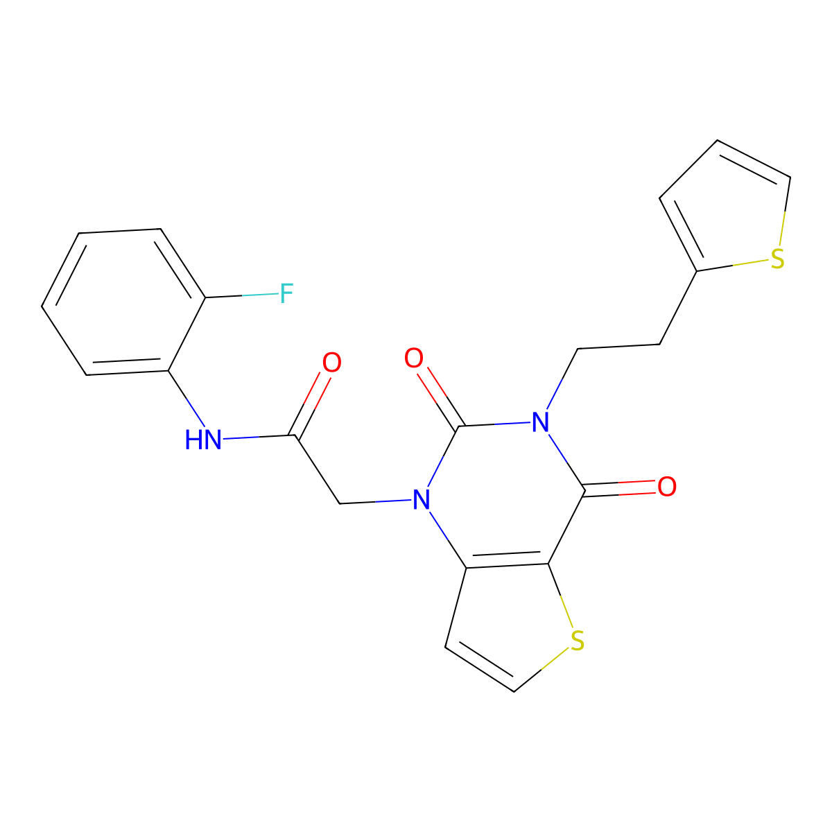2-(2,4-dioxo-3-(2-(thiophen-2-yl)ethyl)-3,4-dihydrothieno[3,2-d]pyrimidin-1(2H)-yl)-N-(2-fluorophenyl)acetamide molecular structure, CAS 1260949-95-8