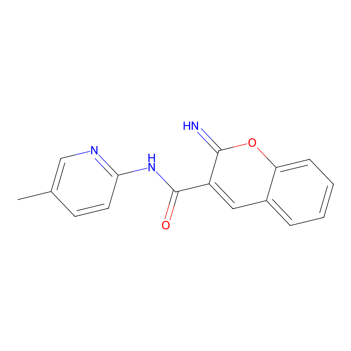 2-imino-N-(5-methylpyridin-2-yl)-2H-chromene-3-carboxamide molecular structure, CAS 1260950-43-3