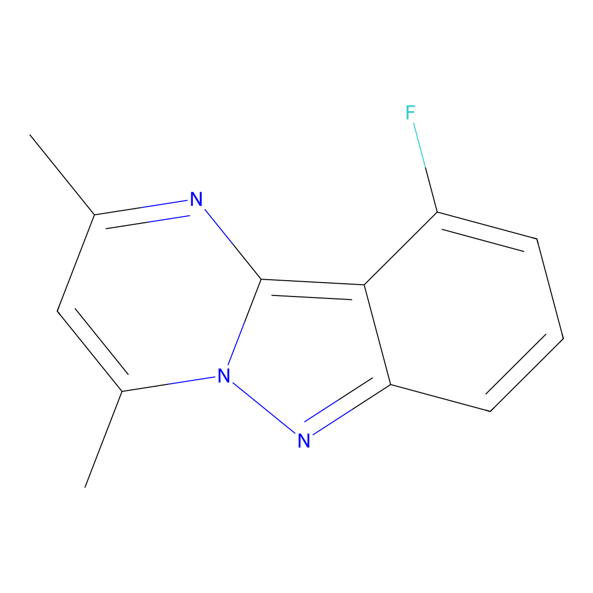 10-Fluoro-2,4-dimethylpyrimido[1,2-b]indazole molecular structure, CAS 1260950-52-4
