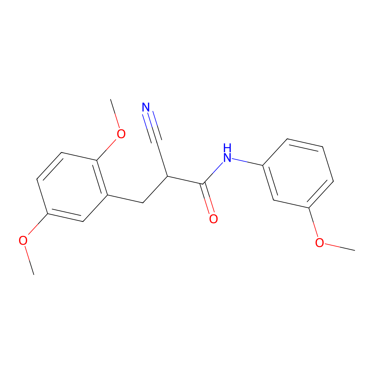 2-cyano-3-(2,5-dimethoxyphenyl)-N-(3-methoxyphenyl)propanamide molecular structure, CAS 1260951-21-0