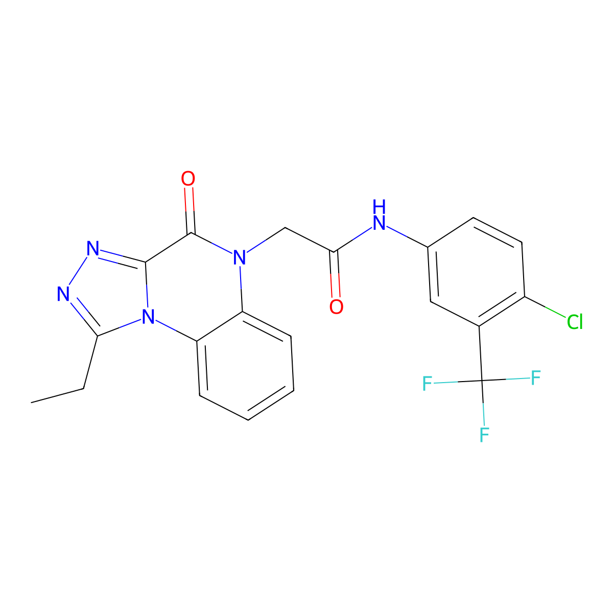 N-[4-chloro-3-(trifluoromethyl)phenyl]-2-(1-ethyl-4-oxo[1,2,4]triazolo[4,3-a]quinoxalin-5(4H)-yl)acetamide molecular structure, CAS 1260951-43-6