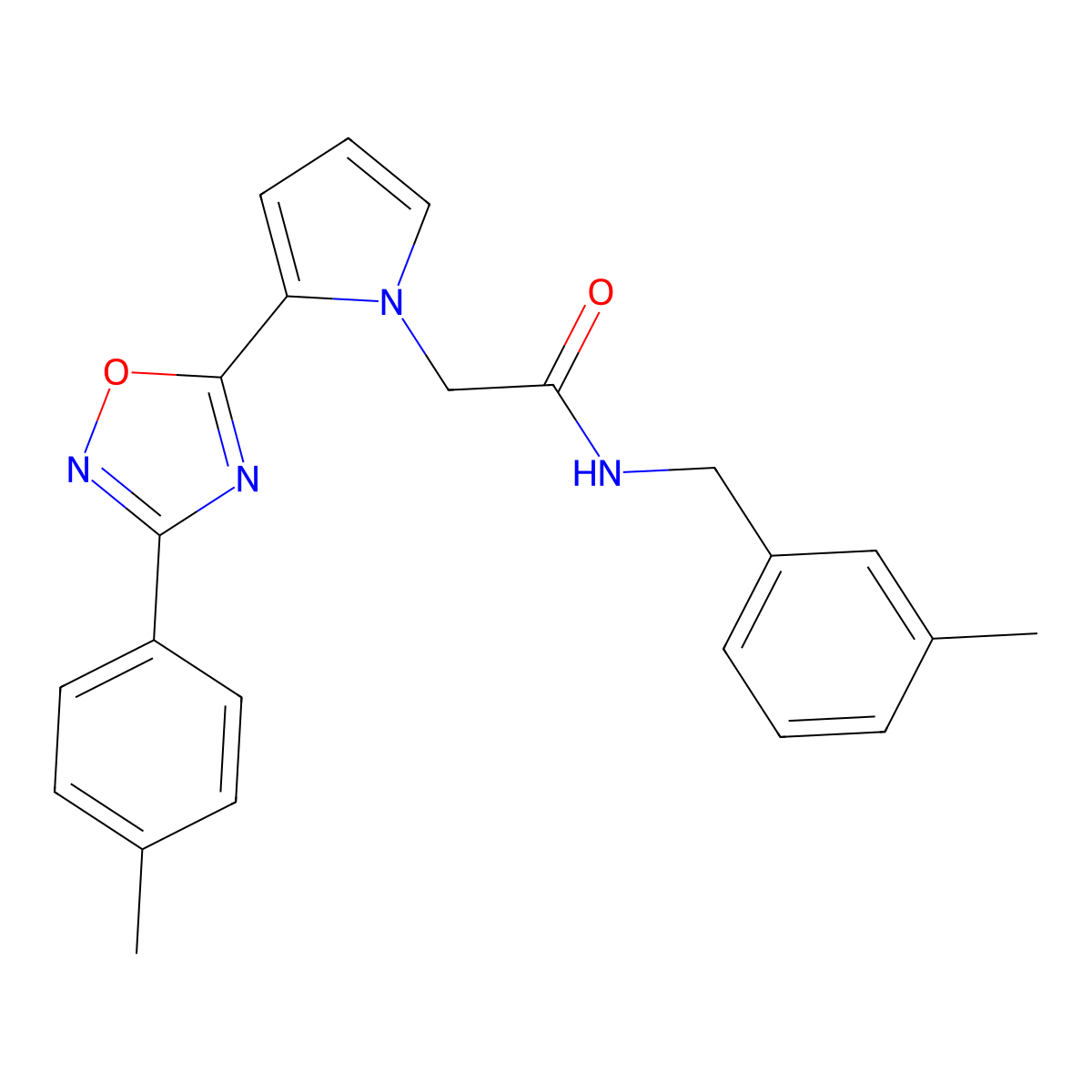 N-(3-methylbenzyl)-2-{2-[3-(4-methylphenyl)-1,2,4-oxadiazol-5-yl]-1H-pyrrol-1-yl}acetamide molecular structure, CAS 1260951-67-4