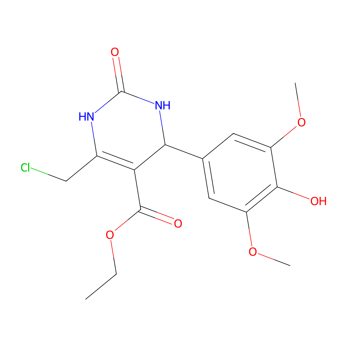 Ethyl 6-(chloromethyl)-4-(4-hydroxy-3,5-dimethoxyphenyl)-2-oxo-1,2,3,4-tetrahydropyrimidine-5-carboxylate molecular structure, CAS 1260952-15-5