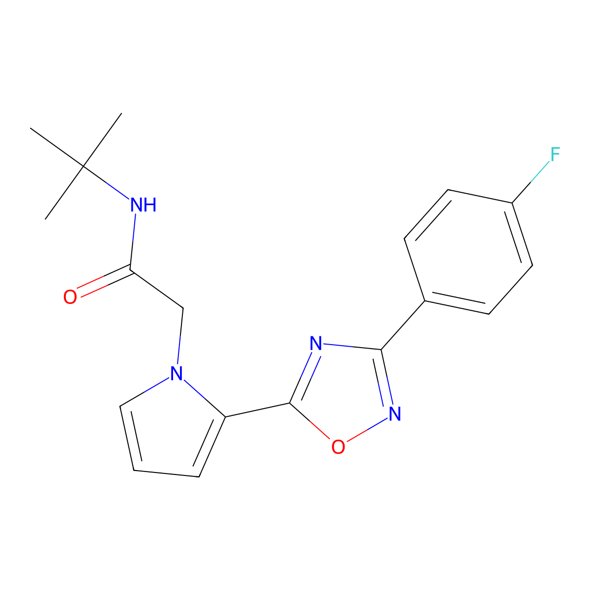 N-tert-butyl-2-{2-[3-(4-fluorophenyl)-1,2,4-oxadiazol-5-yl]-1H-pyrrol-1-yl}acetamide molecular structure, CAS 1260952-31-5