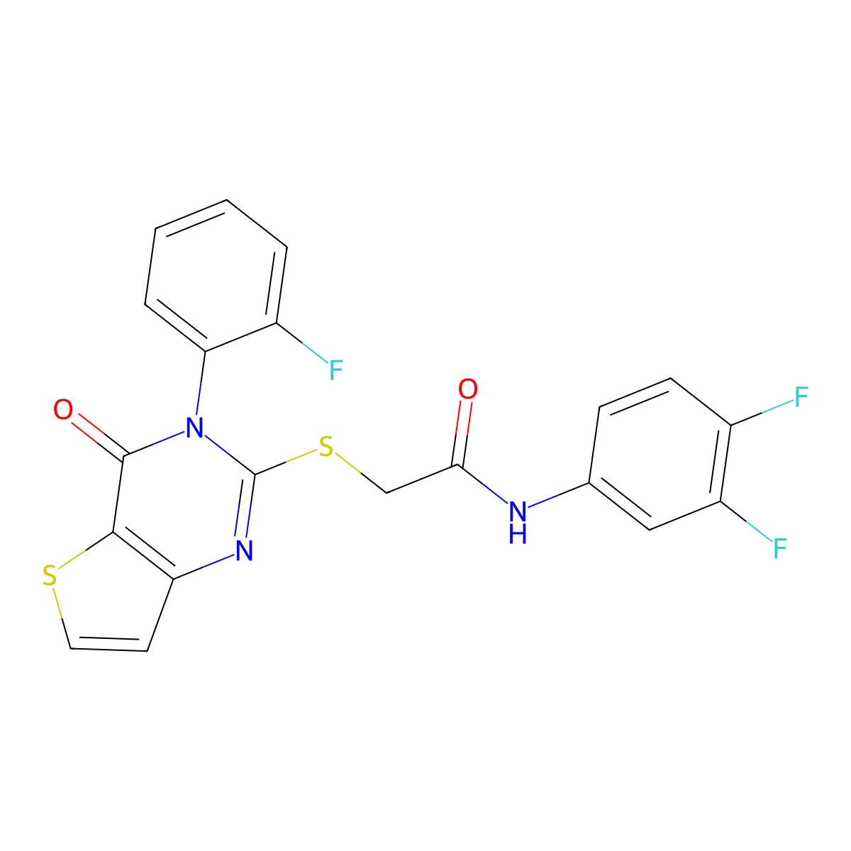 N-(3,4-difluorophenyl)-2-{[3-(2-fluorophenyl)-4-oxo-3,4-dihydrothieno[3,2-d]pyrimidin-2-yl]sulfanyl}acetamide molecular structure, CAS 1260952-67-7