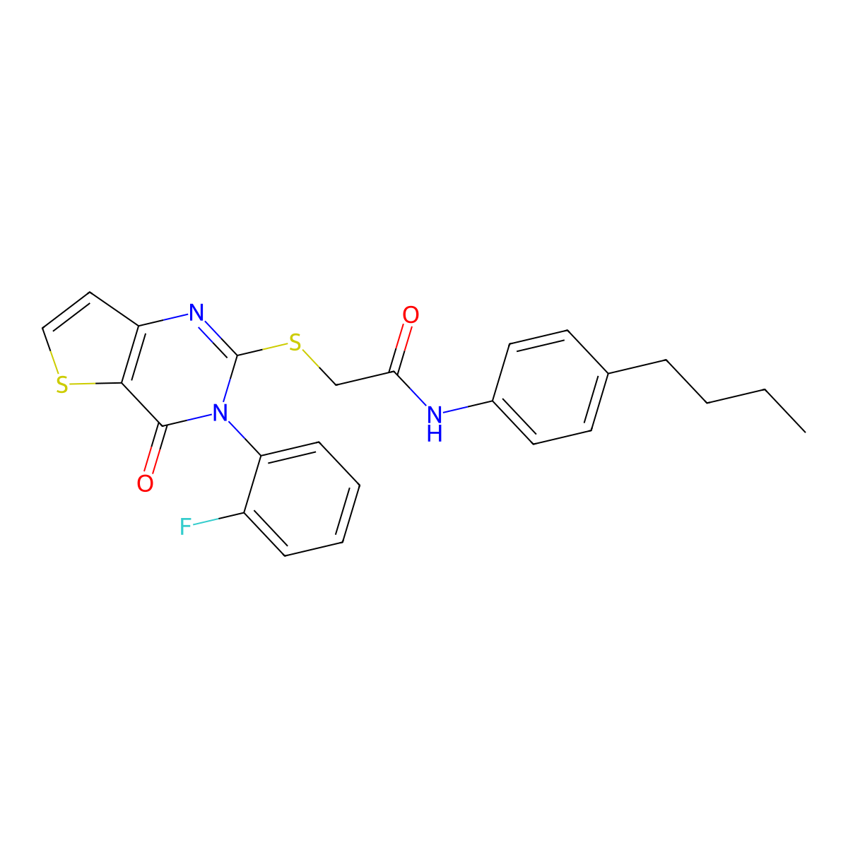 N-(4-butylphenyl)-2-{[3-(2-fluorophenyl)-4-oxo-3,4-dihydrothieno[3,2-d]pyrimidin-2-yl]sulfanyl}acetamide molecular structure, CAS 1260952-88-2