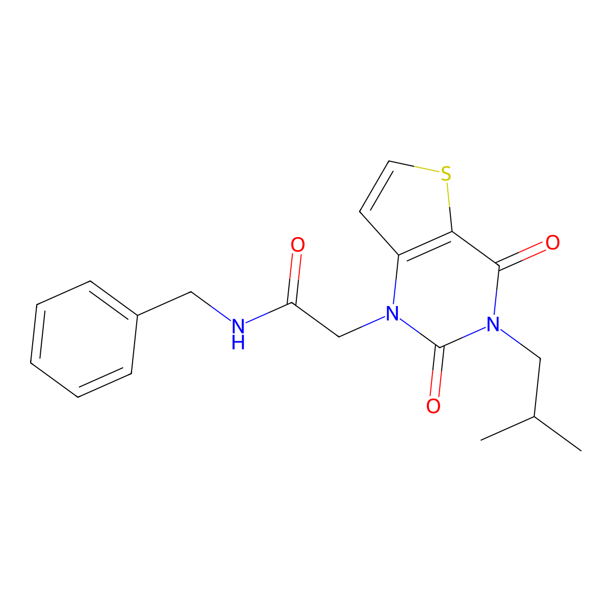N-benzyl-2-[3-(2-methylpropyl)-2,4-dioxo-3,4-dihydrothieno[3,2-d]pyrimidin-1(2H)-yl]acetamide molecular structure, CAS 1260953-44-3