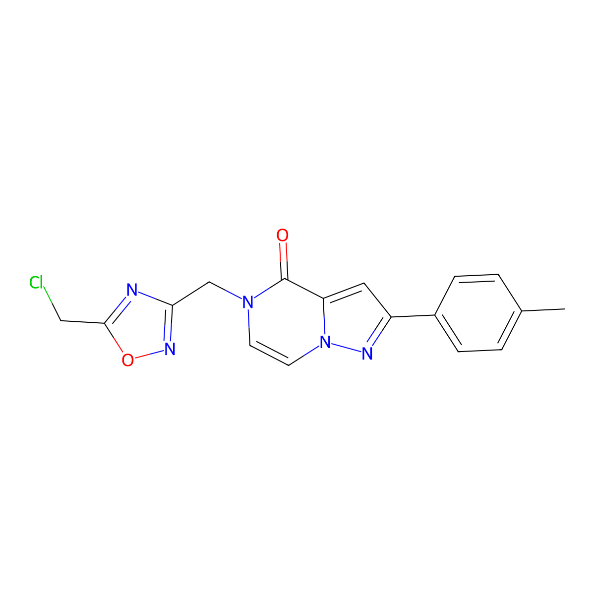 5-{[5-(chloromethyl)-1,2,4-oxadiazol-3-yl]methyl}-2-(4-methylphenyl)pyrazolo[1,5-a]pyrazin-4(5H)-one molecular structure, CAS 1260953-54-5