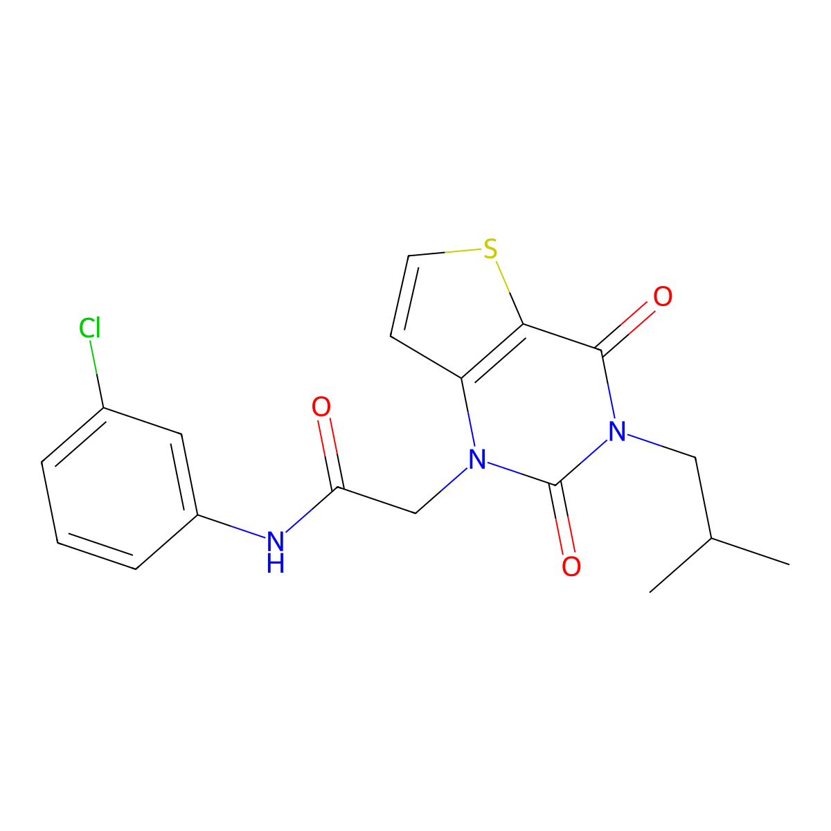 N-(3-chlorophenyl)-2-[3-(2-methylpropyl)-2,4-dioxo-3,4-dihydrothieno[3,2-d]pyrimidin-1(2H)-yl]acetamide molecular structure, CAS 1260953-72-7