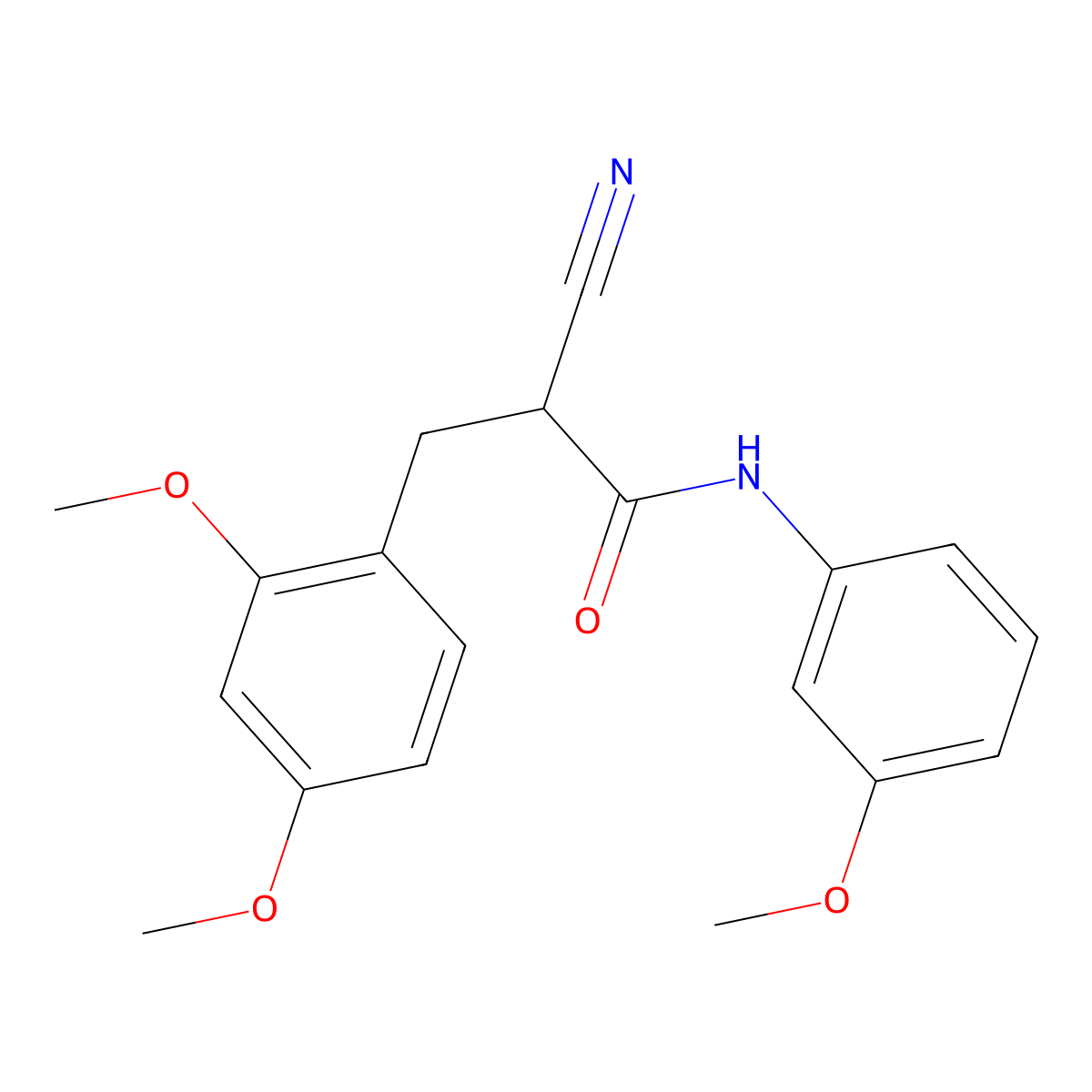 2-cyano-3-(2,4-dimethoxyphenyl)-N-(3-methoxyphenyl)propanamide molecular structure, CAS 1260953-74-9
