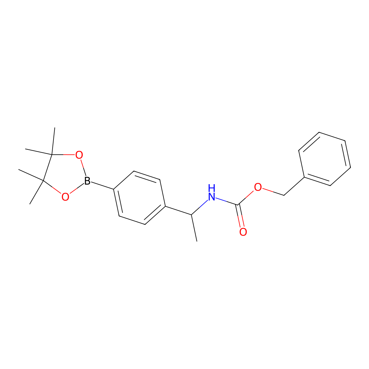 benzyl N-[(1R)-1-[4-(4,4,5,5-tetramethyl-1,3,2-dioxaborolan-2-yl)phenyl]ethyl]carbamate molecular structure, CAS 1260955-14-3