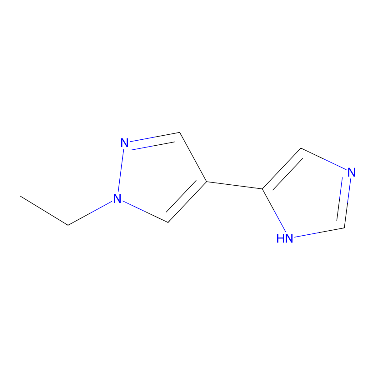 1-ethyl-4-(1H-imidazol-4-yl)-1H-pyrazole molecular structure, CAS 1260980-92-4