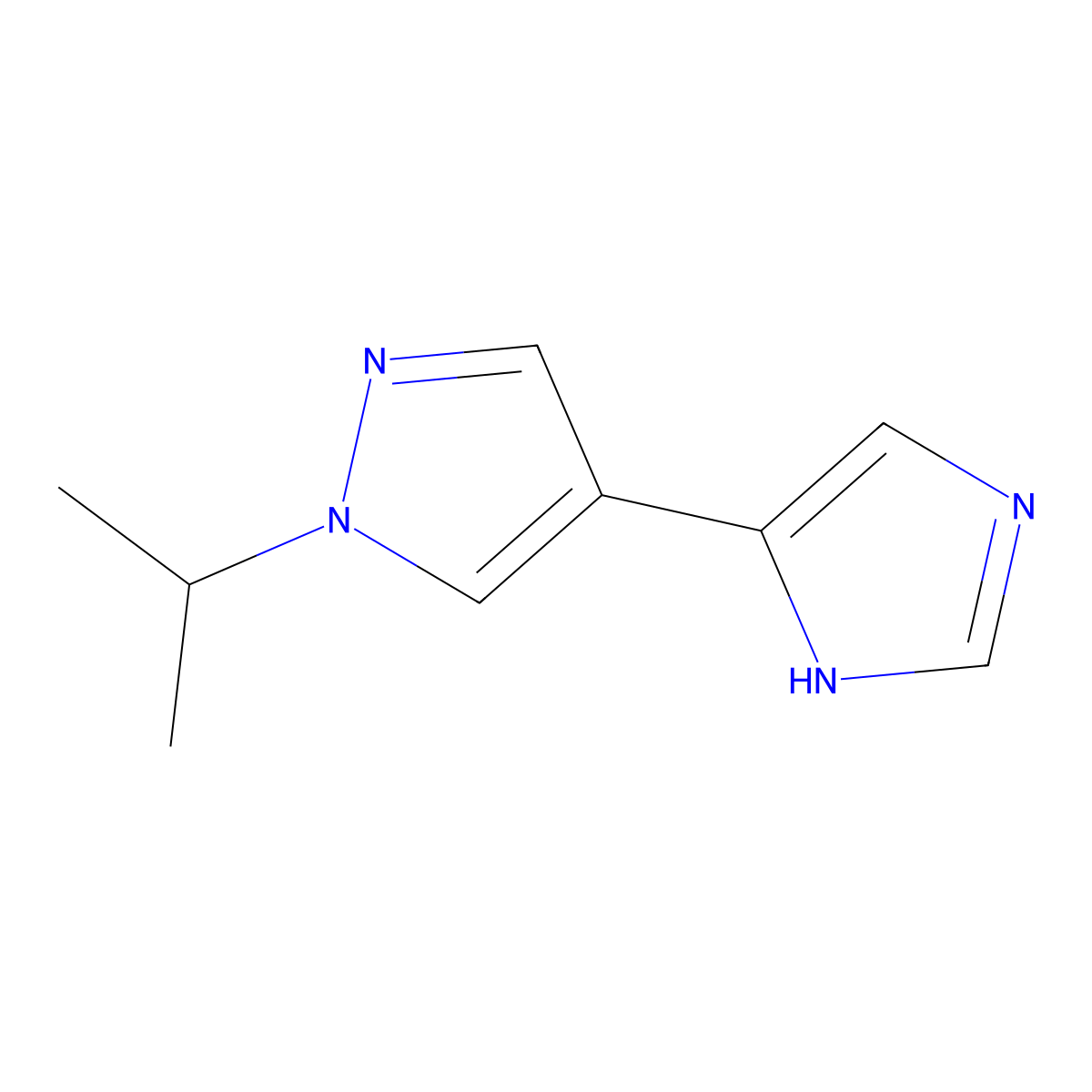 4-(1H-imidazol-4-yl)-1-(propan-2-yl)-1H-pyrazole molecular structure, CAS 1260980-94-6